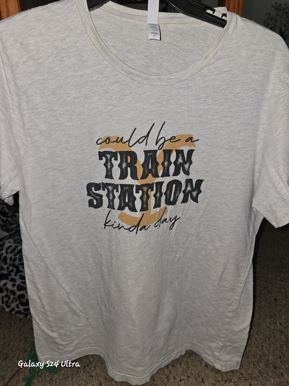 Bella Canvas Light Gray Graphic Tee with Black and Gold Print